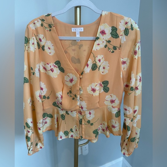 ❤️ Leith Peach Floral Blouse Small NWOT - Picture 1 of 7